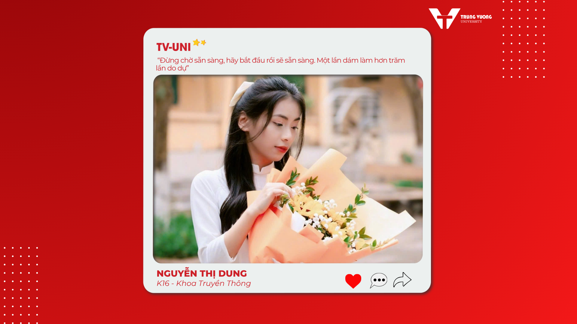 Sinh viên tiêu biểu Nguyễn Thị Dung tại Trường Đại học Trưng Vương