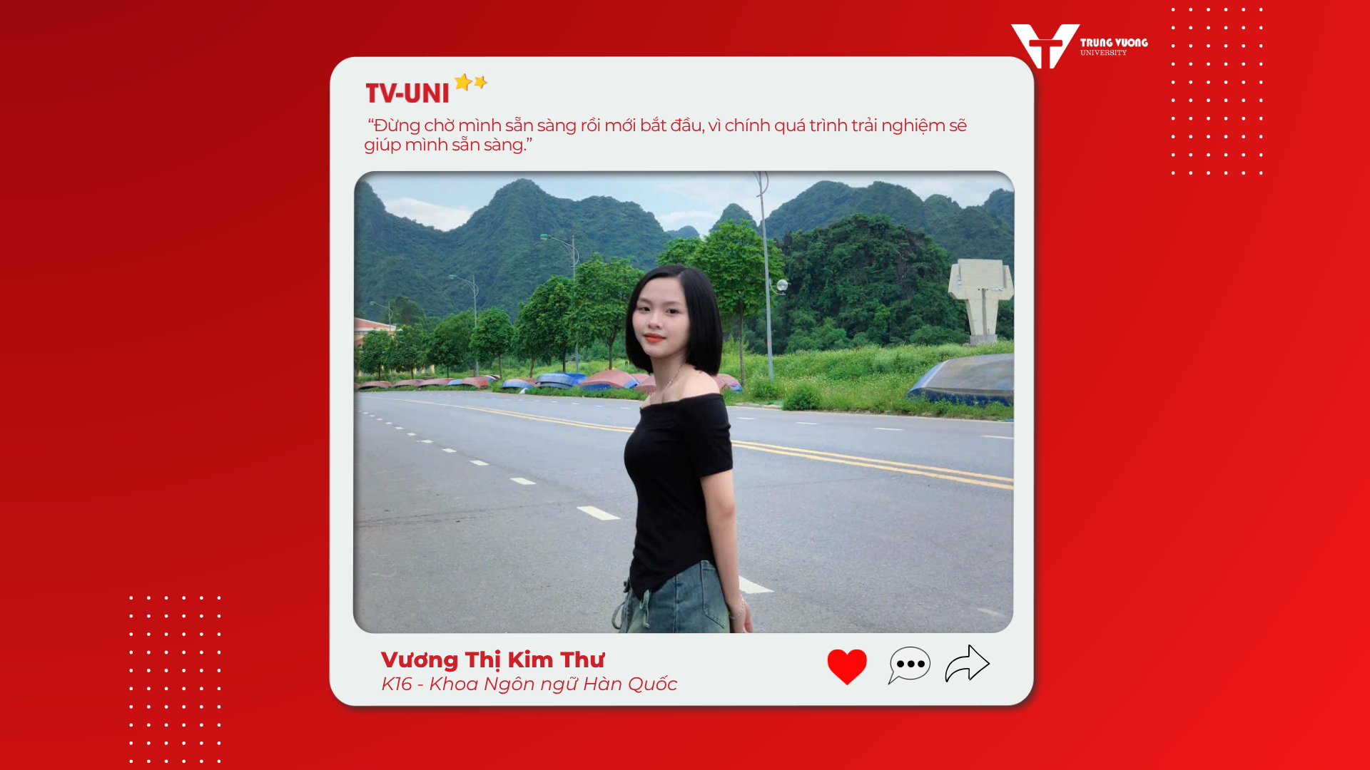 Sinh viên tiêu biểu Vương Thị Kim Thư tại Trường Đại học Trưng Vương