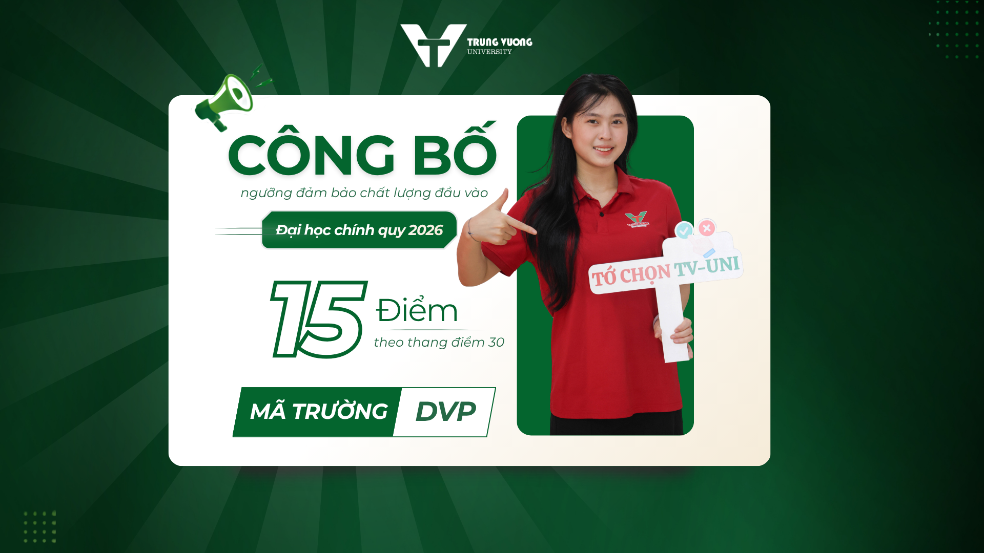 Trường Đại học Trưng Vương công bố ngưỡng đảm bảo chất lượng đầu vào năm 2026