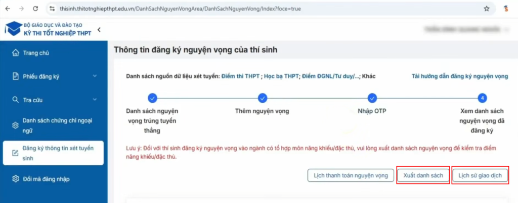 Thanh toán nguyện vọng xét tuyển đại học Thanh toán nguyện vọng xét tuyển đại học